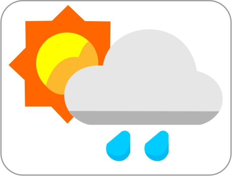 Sol, pancadas de chuva e trovoadas